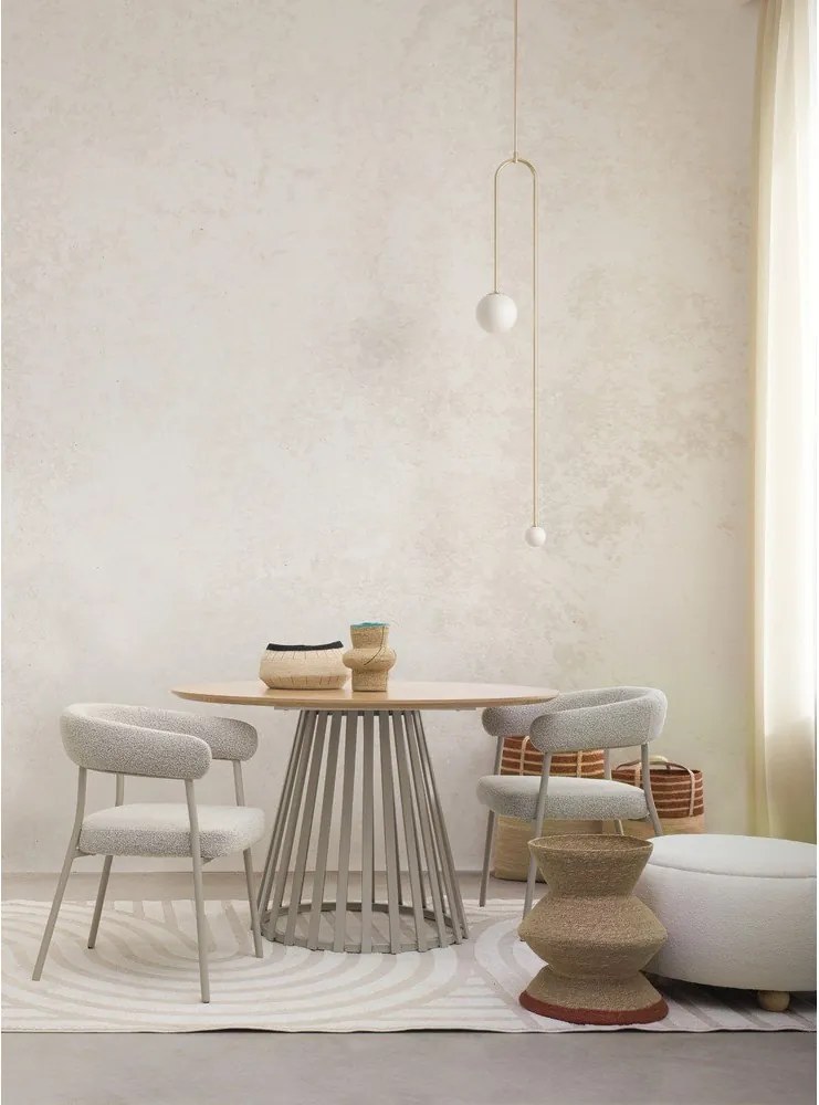 Puf crem cu tapițerie din țesătură bouclé Irisha – Bizzotto