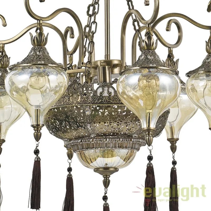Candelabru LUX design clasic cu 6 brate, din alama finisaj antichizat, HAREM SP9 116006