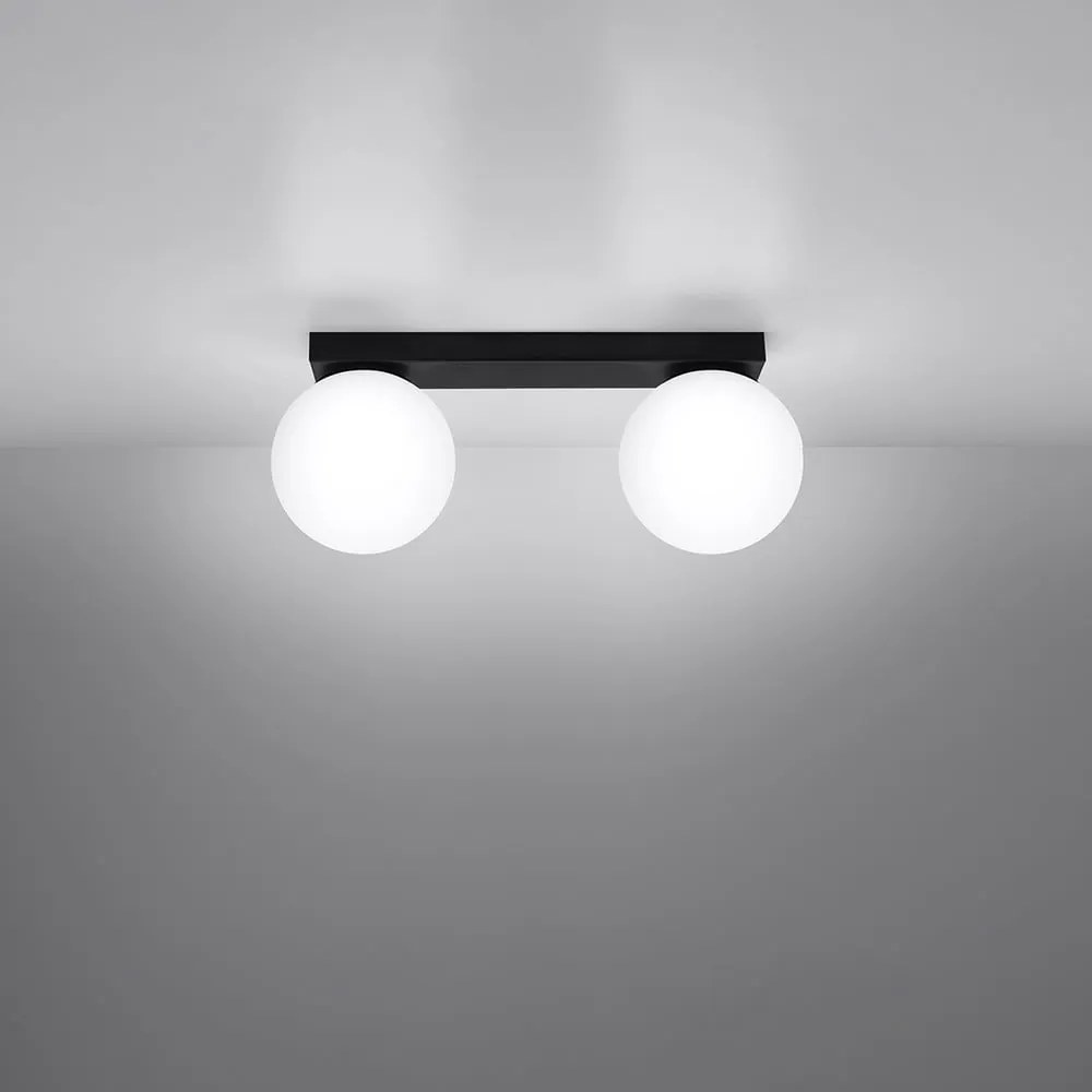 Plafonieră neagră cu abajur din sticlă ø 12 cm Umerta – Nice Lamps