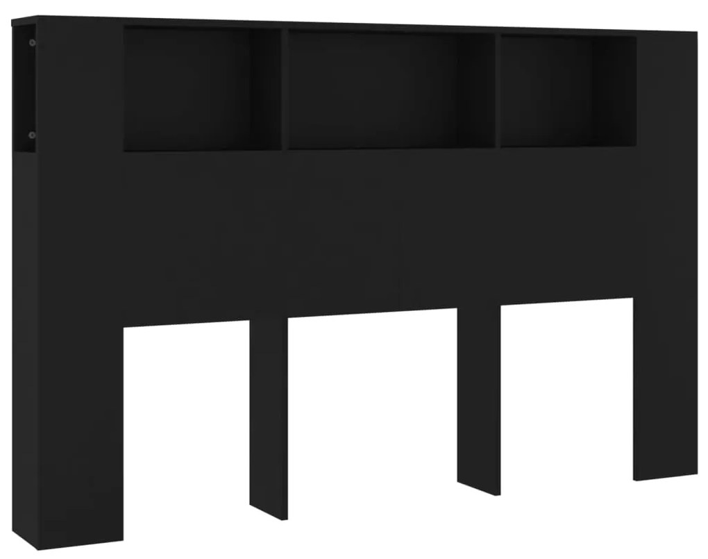 811935 vidaXL Tăblie de pat cu dulap, negru, 160x18,5x104,5 cm