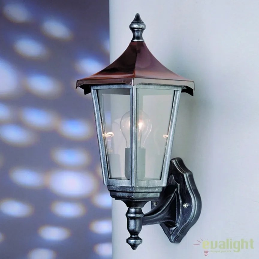 Aplica de perete exterior stil clasic IP43 Hermine AL 11K/82540/A schwarz-silber/aufwarts OR