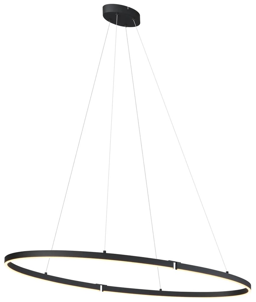 Lampă suspendată de design neagră ovală 120cm incl. LED cu 3 trepte de intensitate luminoasă - Ovallo
