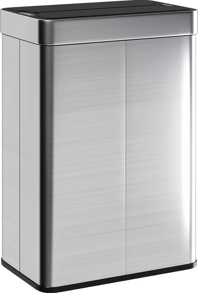 HOMCOM Coș de gunoi cu senzor, capacitate 55 L, capac tip fluture, se deschide automat, oțel inoxidabil, argintiu | Aosom Romania