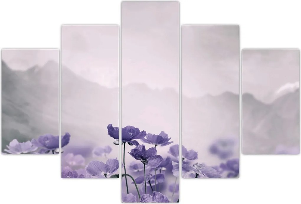 Tablou - Flori mov în munți (150x105 cm)