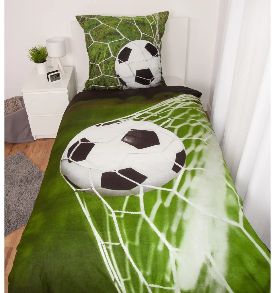 Lenjerie de pat din bumbac Herding Football, 135 x200 cm, 80 x 80 cm