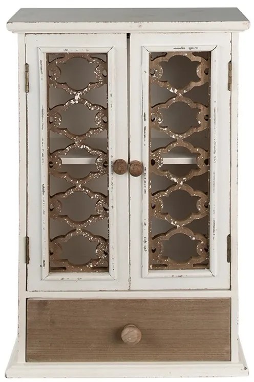 Dulap de perete, alb, din lemn, aspect vintage, Ornette