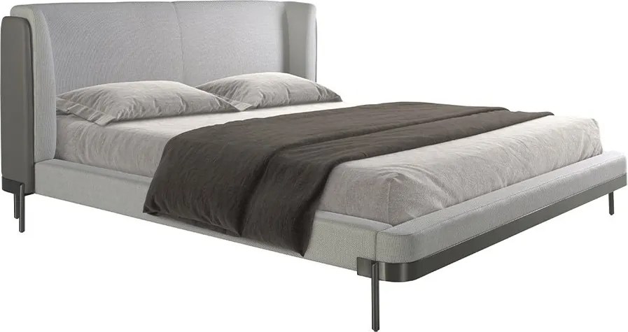 Pat dublu tapitat design LUX Light grey 180x200cm