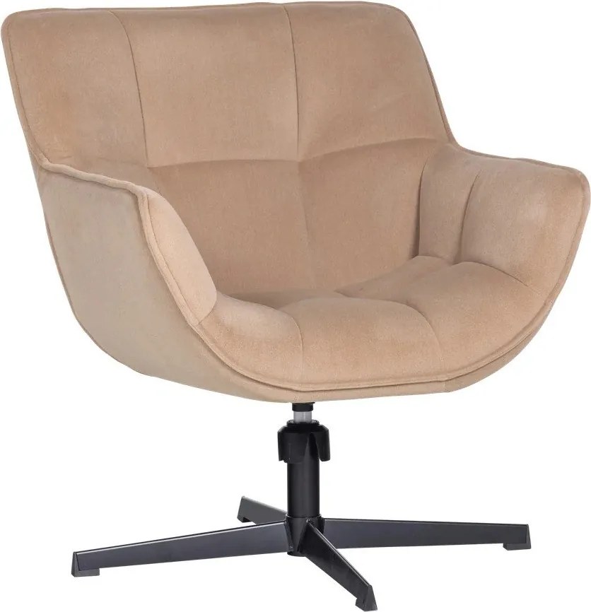Fotoliu bej pivotant cu tapițerie din catifea Wibo – WOOOD