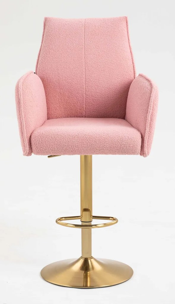 HR280W Scaun Roz Pudra Boucle cu Bază Aurie