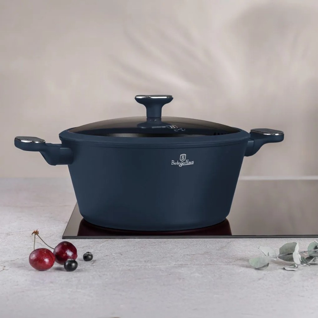 Oala cu capac Berlinger Haus Deep Sea BH 8378, 28 cm, antiaderentă