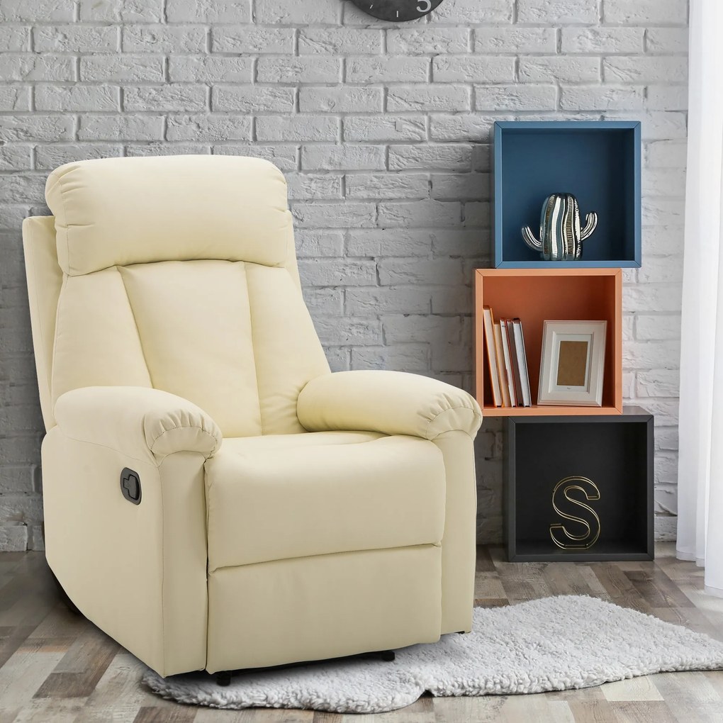 Fotoliu recliner cu spatar rabatabil HOMCOM, piele ecologica, 80×97×107cm | Aosom Romania