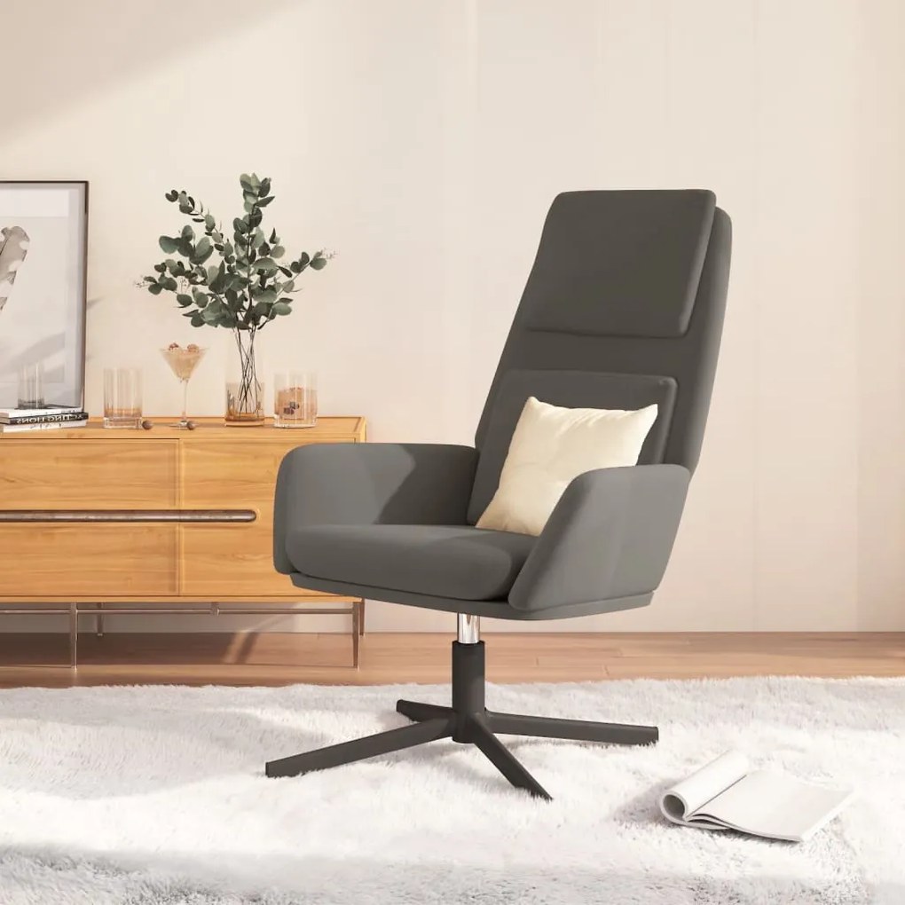 341341 vidaXL Scaun de relaxare, gri închis, catifea