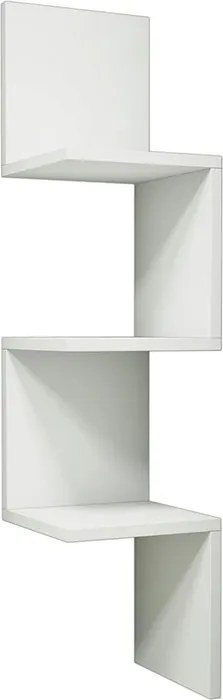 Etajera de colt de perete Insterra din melamina alba, 25x25x105,5 cm