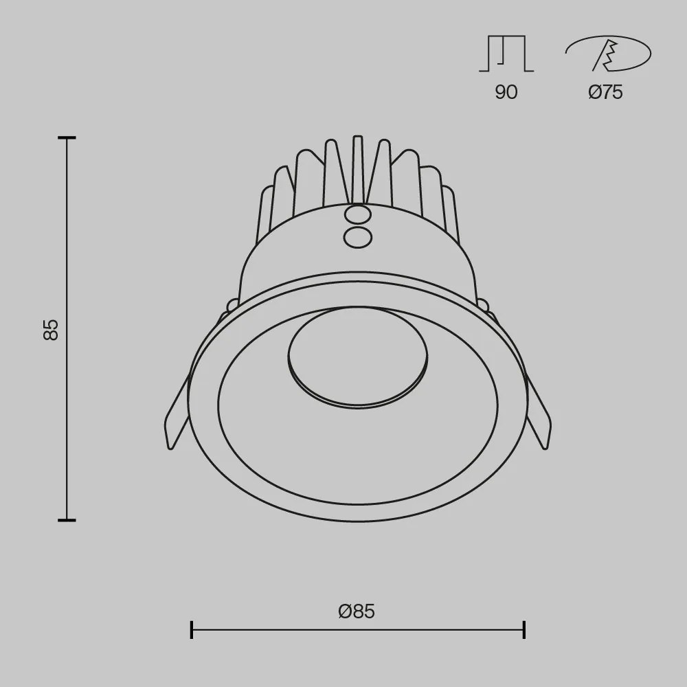 Spot LED incastrabil design modern IP65 Zoom negru 8,5cm 4000K