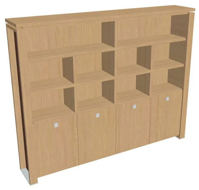 Dulap înalt Verno+ S 260 x 46 x 210 cm, cu rafturi, stejar deschis / maro