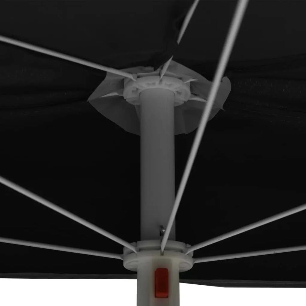 Umbrela de gradina cu stalp, negru, 180x90 cm, semirotunda Negru