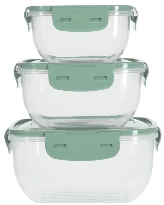 Set 3 caserole Alberta, plastic, turcoaz, 500, 900, 1500 ml