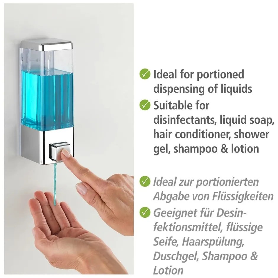 Dozator de săpun lichid argintiu de montat pe perete din plastic 0.32 l Istres – Wenko