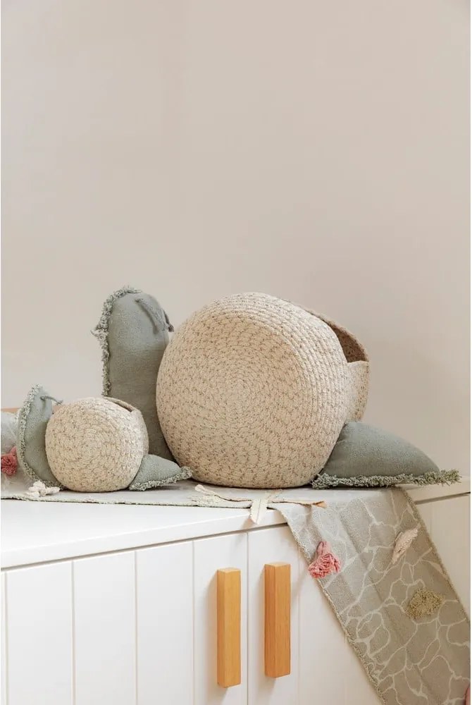 Coș de jucării pentru copii crem-verde salvie din material textil 60x24x30 cm Big Snail – Lorena Canals