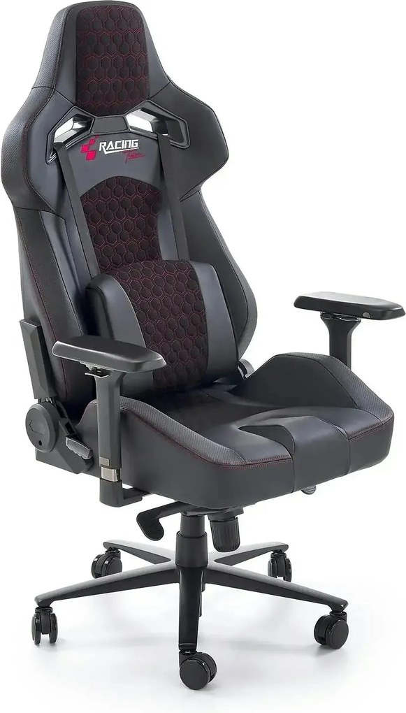 Scaun gaming BALDUR, negru, piele ecologica/metal, 80x75x129/134 cm