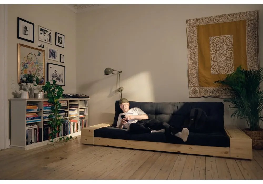 Canapea galben-muștar-maro deschis extensibilă cu tapițerie din catifea reiată 244 cm Base – Karup Design