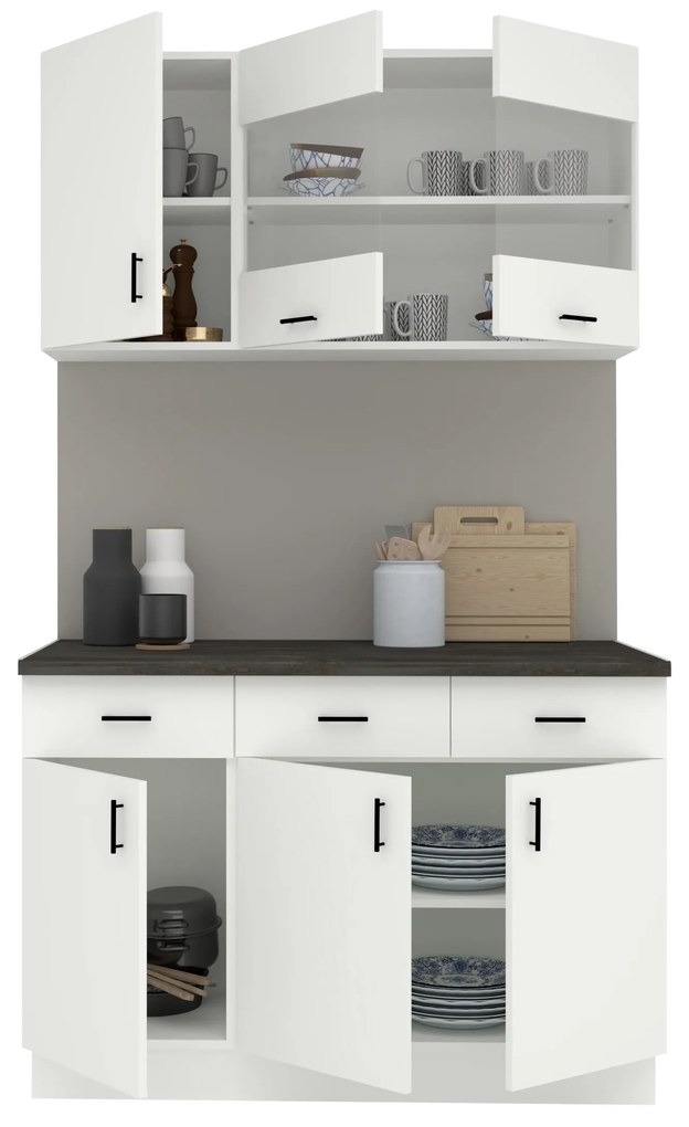 Set Bucatarie Karo V3, Alb, Blat Thermo 28 mm, L 120 cm