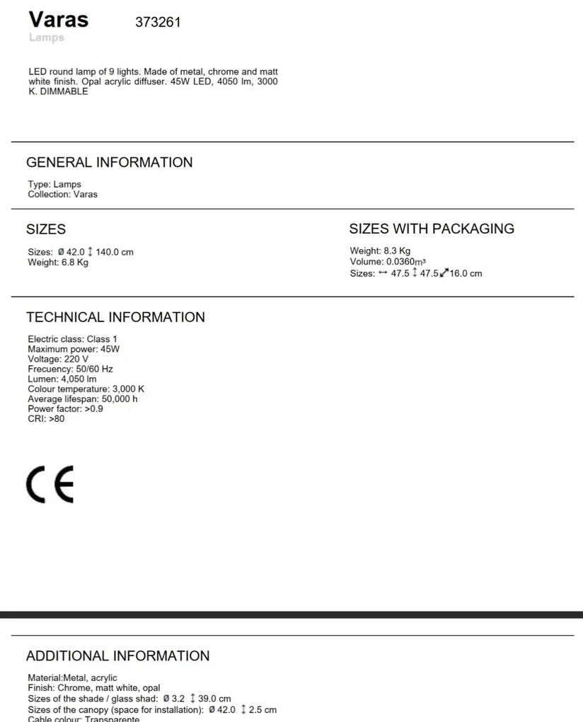 Lustra dimabila cu 9 pendule LED design modern Varas crom/alb SV-373261