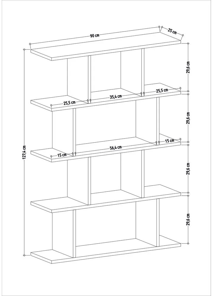 Bibliotecă albă 90x127 cm Harmon – Kalune Design