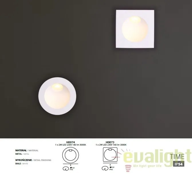 Spot LED cu protectie IP54, diam.6,5cm, alb, TIME H0073 MX