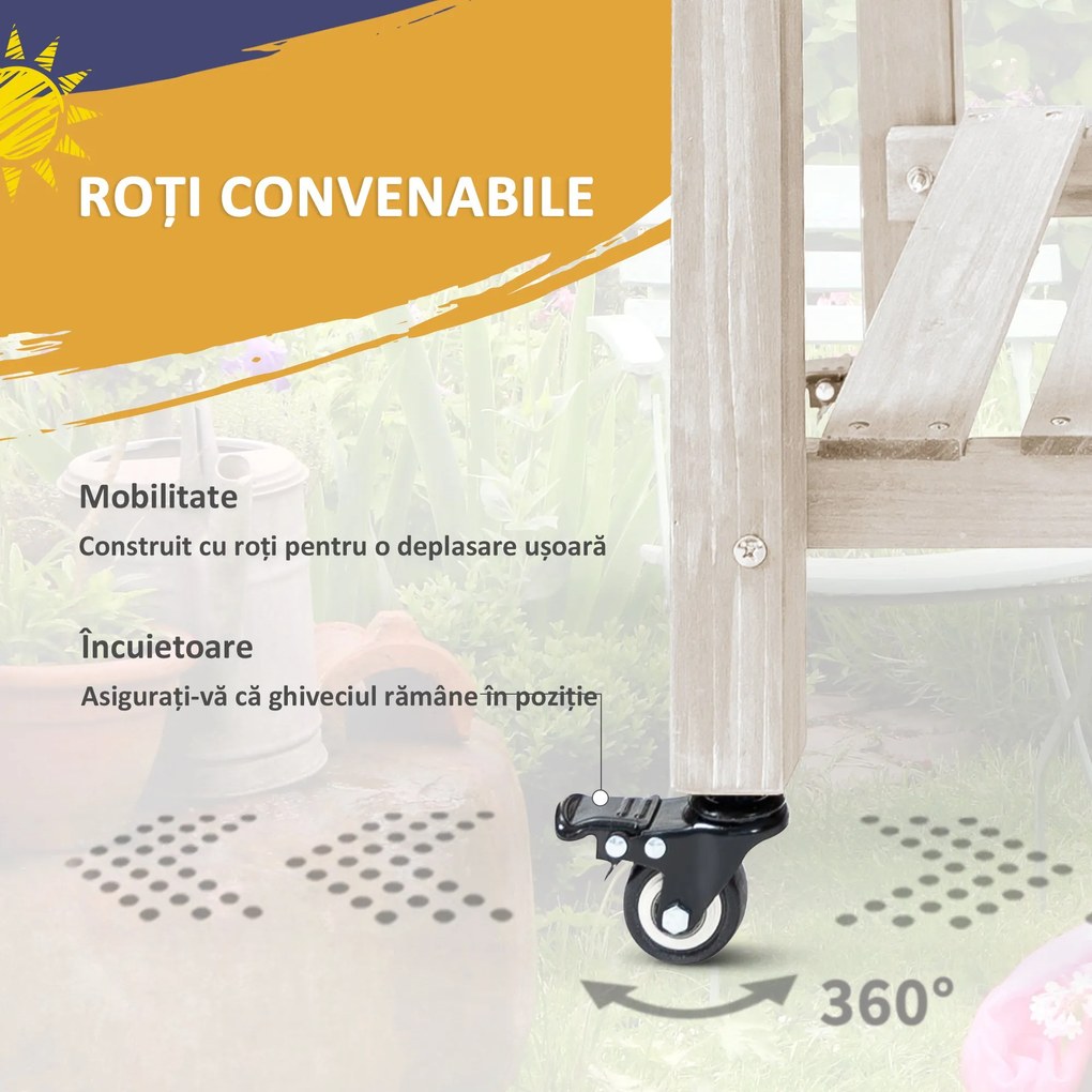 Outsunny Jardiniera din lemn pentru gradina, 123x54x74cm, maro | Aosom Romania