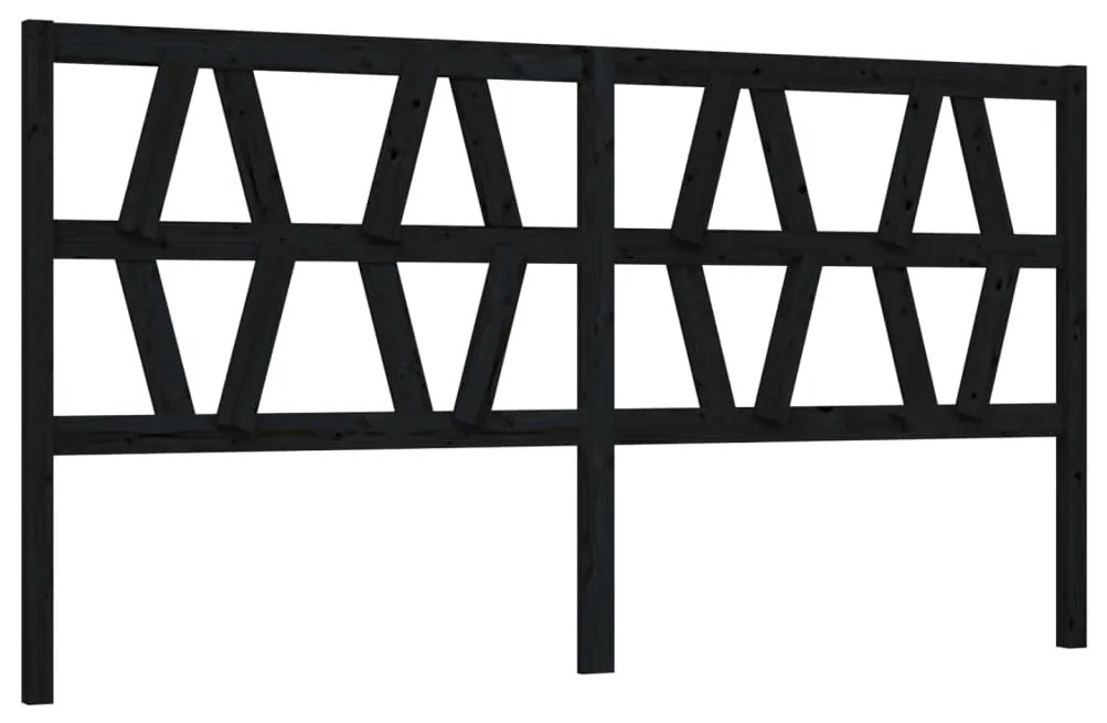 818644 vidaXL Tăblie de pat, negru, 206x4x100 cm, lemn masiv de pin