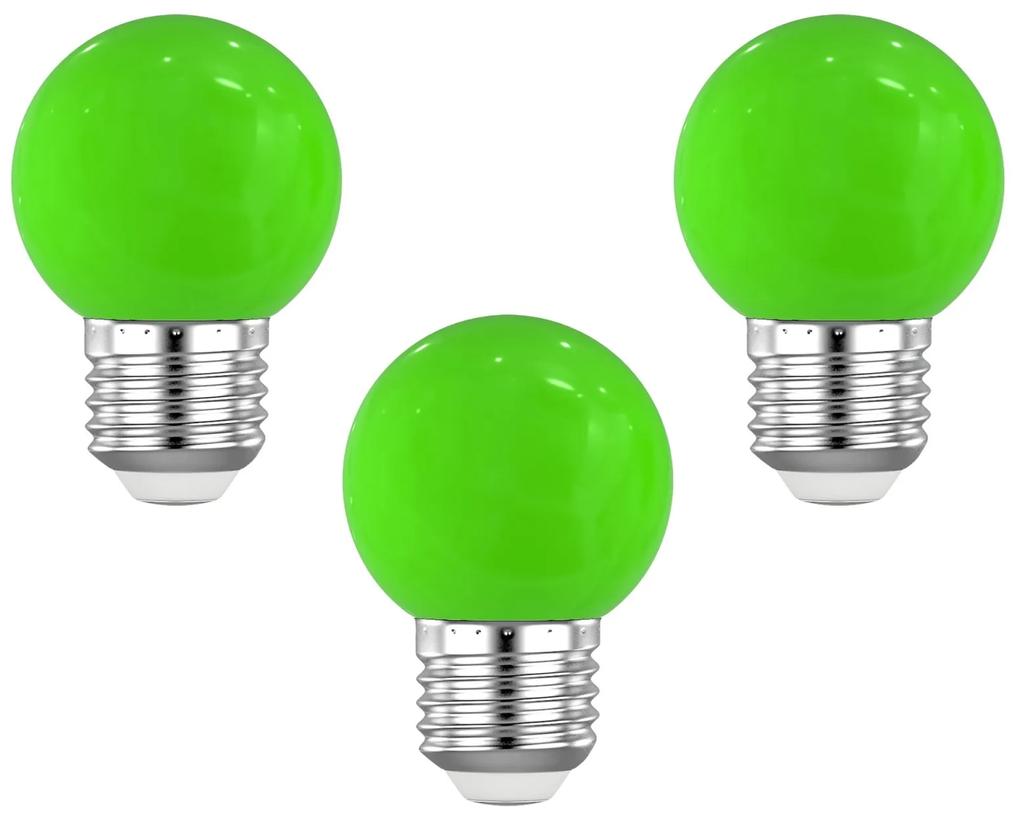 Set 3 Buc - Bec LED Ecoplanet glob mic verde G45, E27, 1W (10W), 80 LM, G, Mat Verde, 3 buc