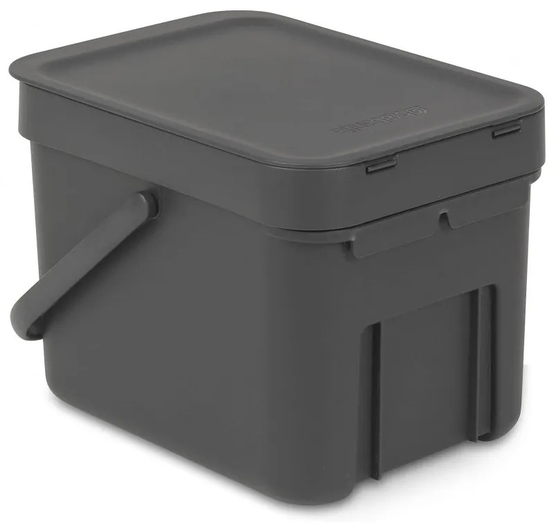 Cos de gunoi colectare selectiva Brabantia Sort&Go 648974, 6 l, Maner, Montabil pe perete, Gri inchis