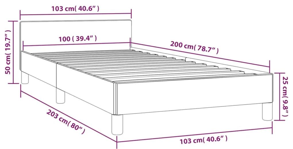 Cadru de pat cu tablie, crem, 100x200 cm, piele ecologica Crem, 100 x 200 cm