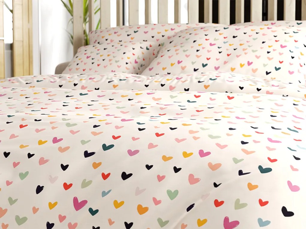 Lenjerie de pat policoton DOTHEARTS POLY crem Dimensiune lenjerie de pat: 70 x 90 cm | 140 x 200 cm