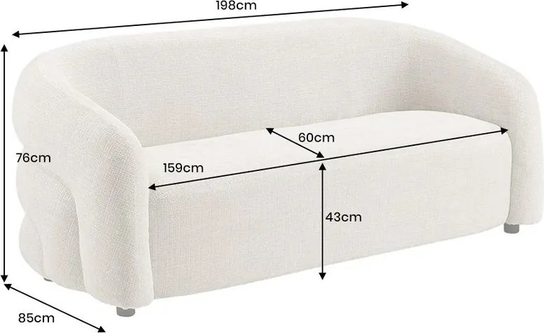 Canapea 3 locuri, Tesatura chenille gri VOQUE 200cm