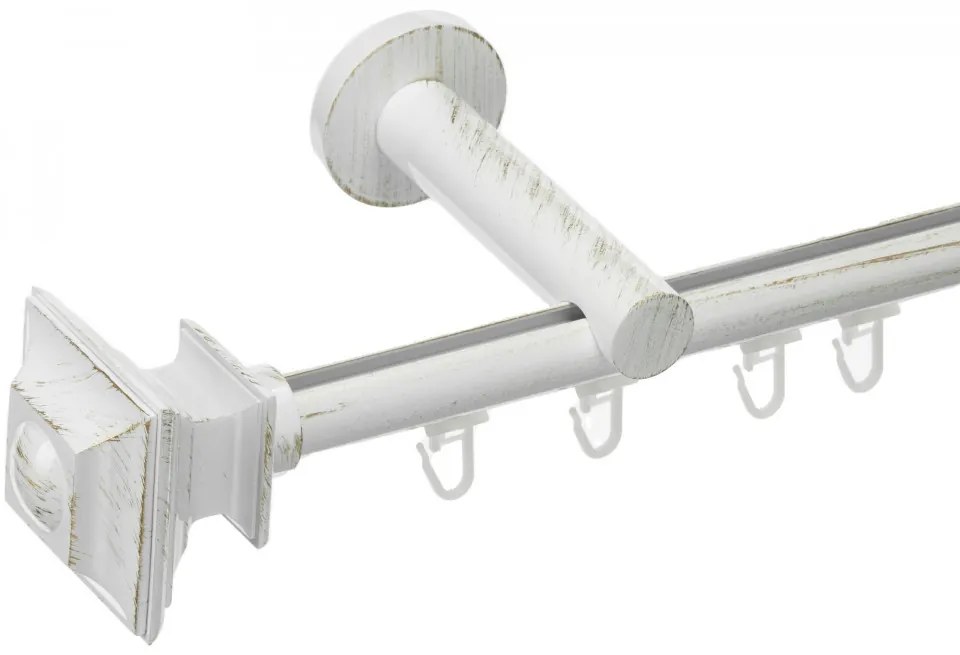 Galerie simpla profil verdi 19 mm alb lucios antichizat (Alege marime: 400 cm)