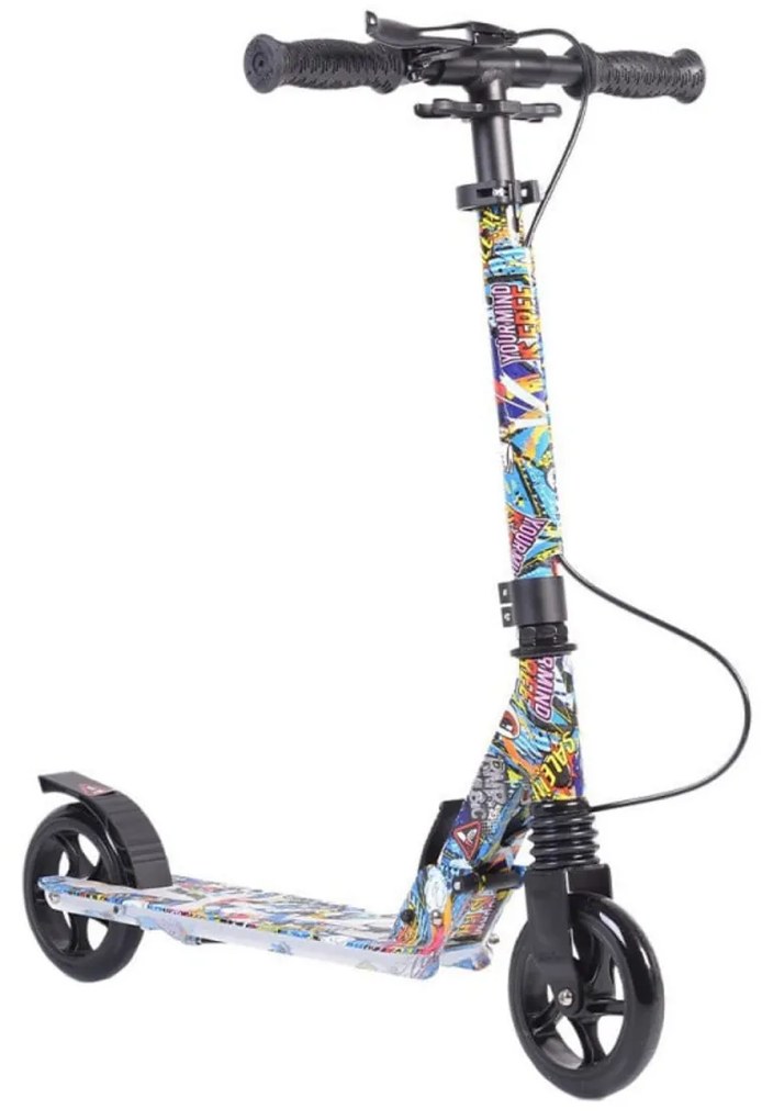 Trotineta pliabila din aluminiu NOVOKIDS™ Funky Snuzzy Scooter PRO, Max 100 kg, Functie Super Brake, Maner reglabil pe inaltime 75-90 cm , Diametru