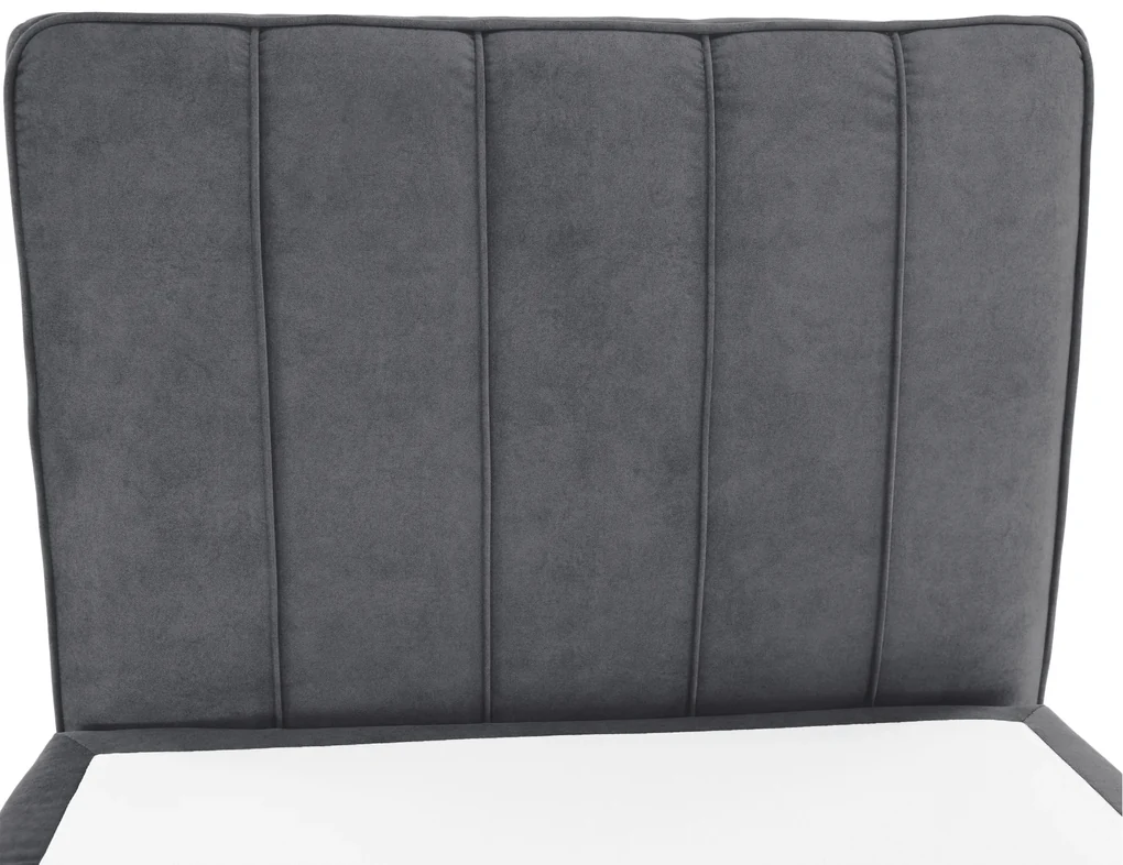 Pat boxspring, pat de o persoană, gri, 90x200, stânga, AMIS