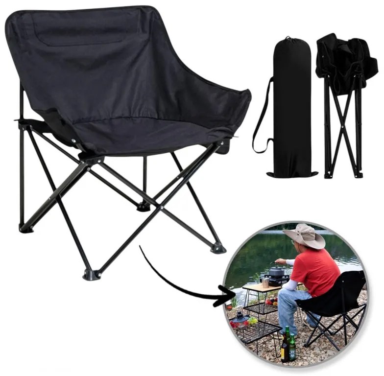 Scaun de camping pliabil TRAIL, negru