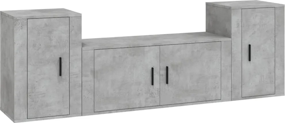 vidaXL Set dulapuri TV, 3 piese, gri beton, lemn prelucrat