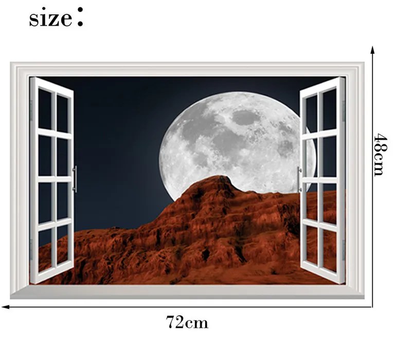 Sticker perete 3D Window Moon