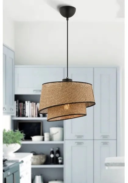 Lampă suspendată pe cablu BARETTE 1xE27/60W/230V maro/negru