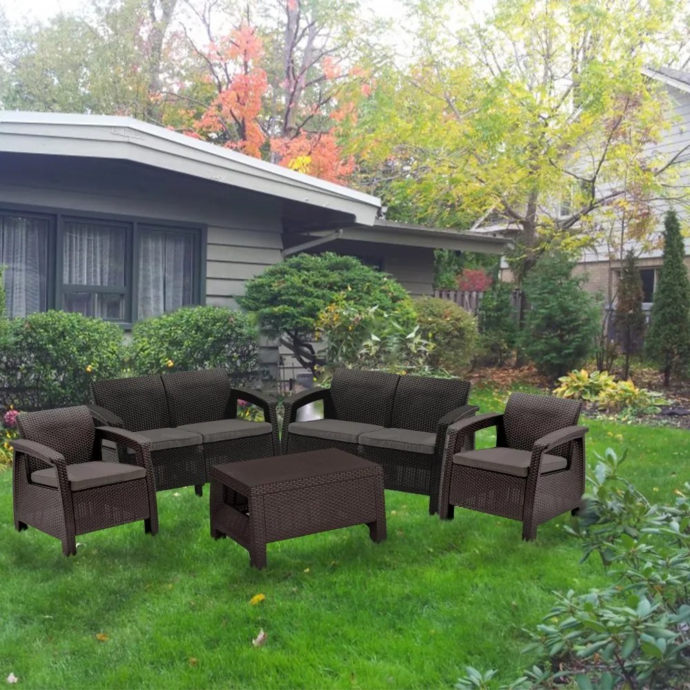 Set de mobilier de grădină Corfu Big, maro