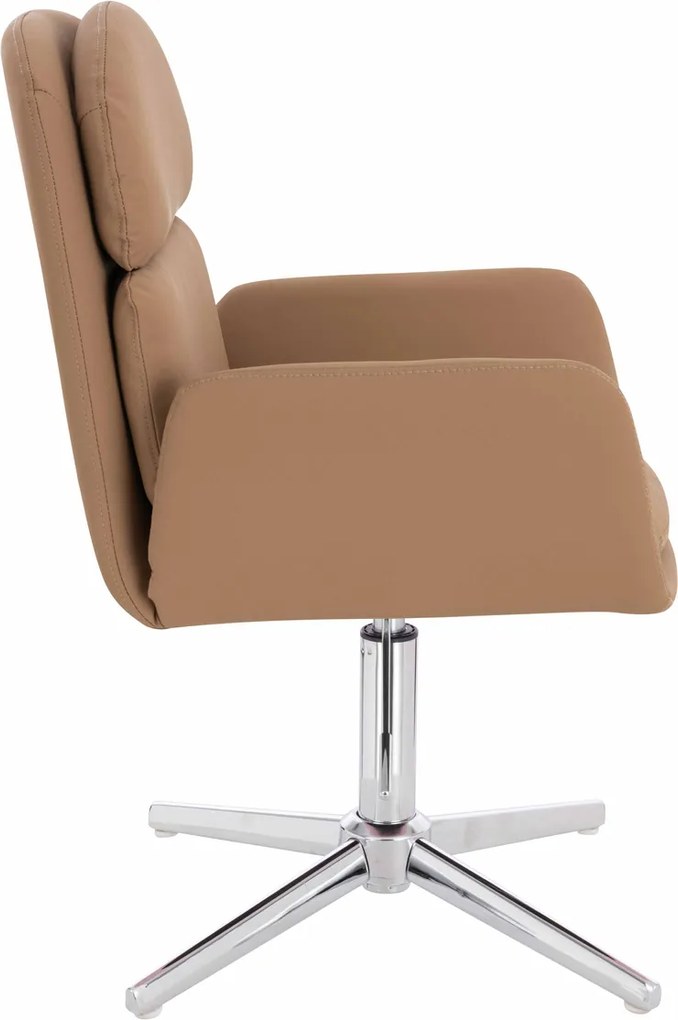 HR480CROSS Scaun Caramel Piele Ecologica Premium Soft cu Bază Cromata