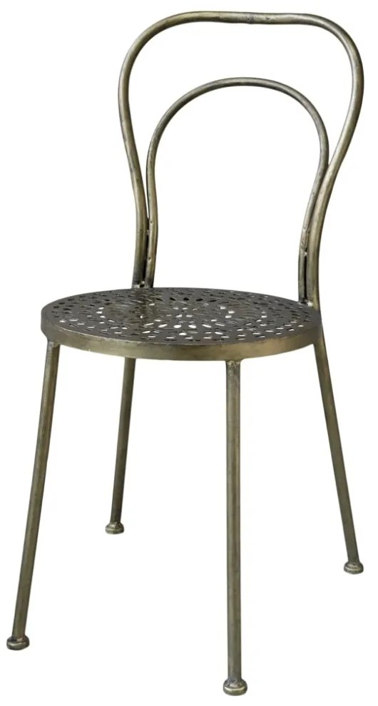 Scaun metalic cu model decorativ, finisaj alama antichizata, Arles