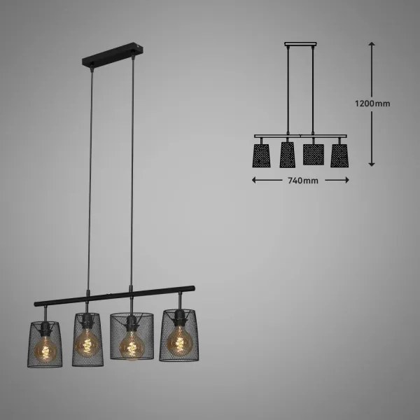 Lustră pe cablu Brilo 4026-045 RETRO 4xE27/60W/230V