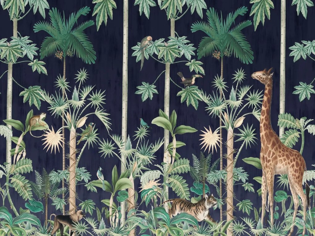 Fototapet, Giraffe's Stroll, Nightfall, Rebel Walls