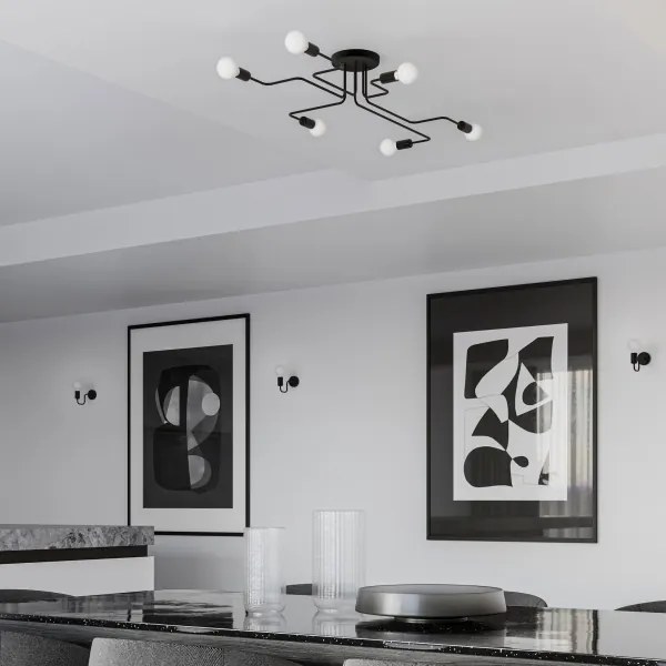 Lustră aplicată Sollux SL.1447 VECTOR 6xE27/15W/230V negru