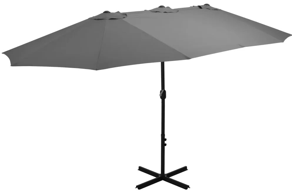vidaXL Umbrelă de soare cu stâlp din aluminiu, antracit, 460x270 cm